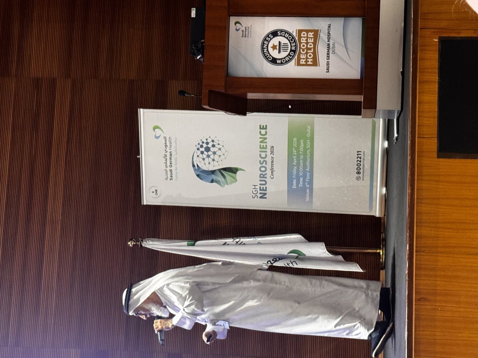 Speaker presenting during the Saudi German Hospital Neuroscience Conference 2026