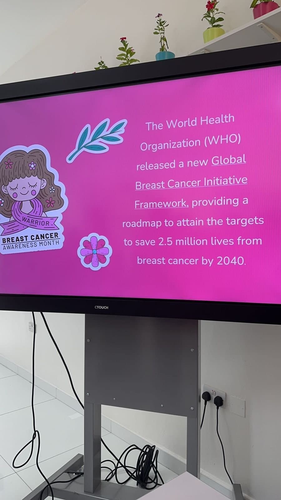 World Health Organization information slide displayed during the non-communicable disease outreach activity